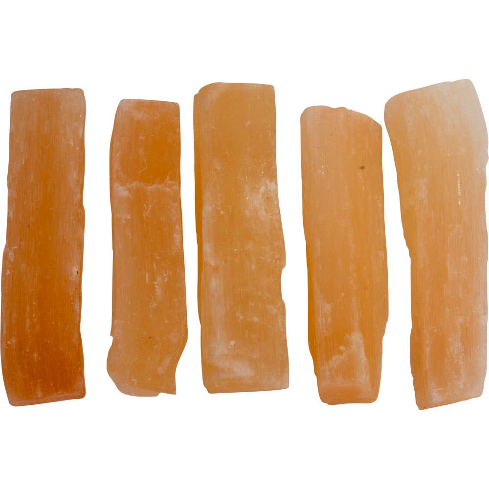 Rough Stone 3-4-Inch Rectangle Orange Selenite