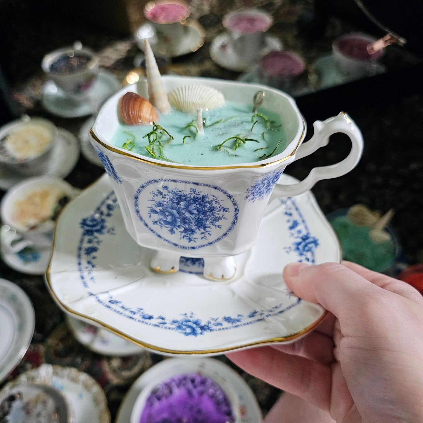 Teacup Candle of The Sea Witch - Sandalwood & Jasmine