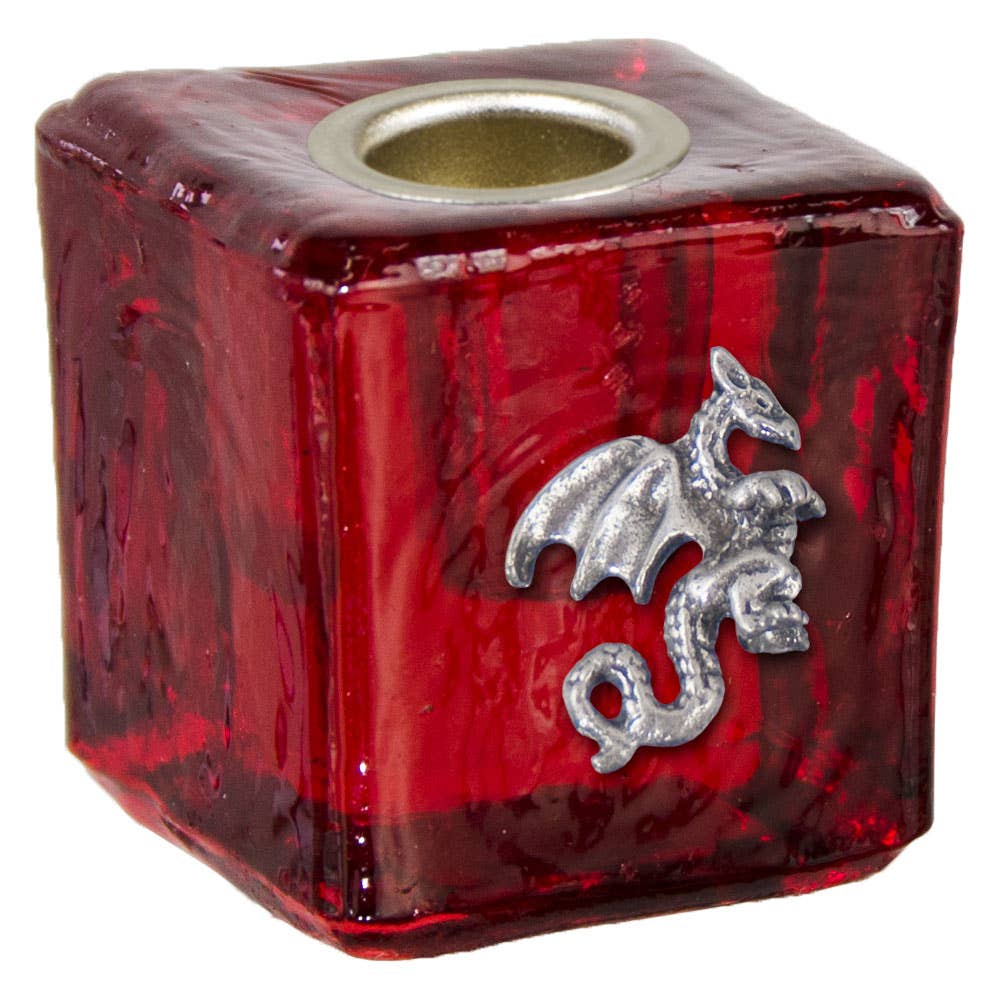 Glass Chime Holder - Dragon Red