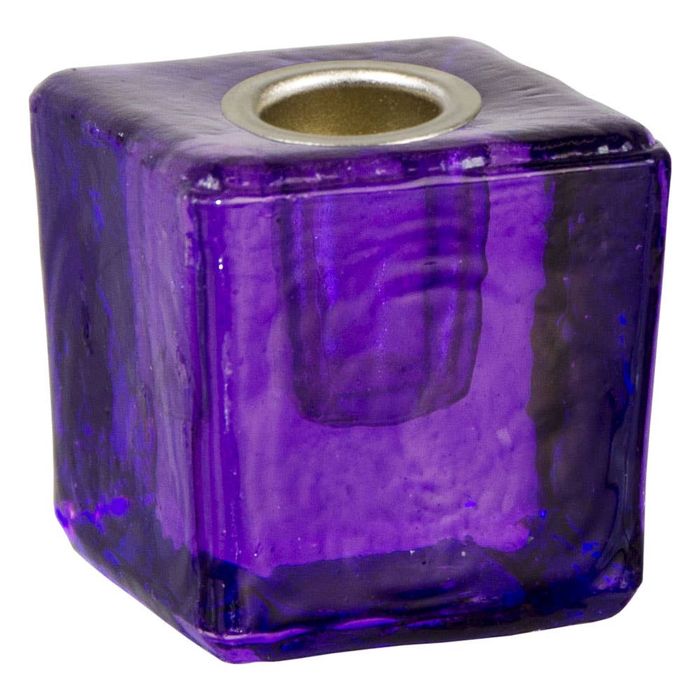 Glass Chime Candle Holder - Purple