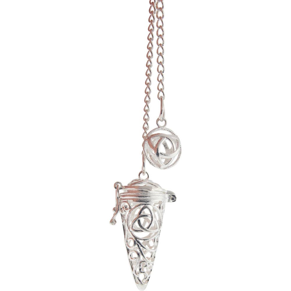 Chambered Pendulum - Antique Silver Triquetra