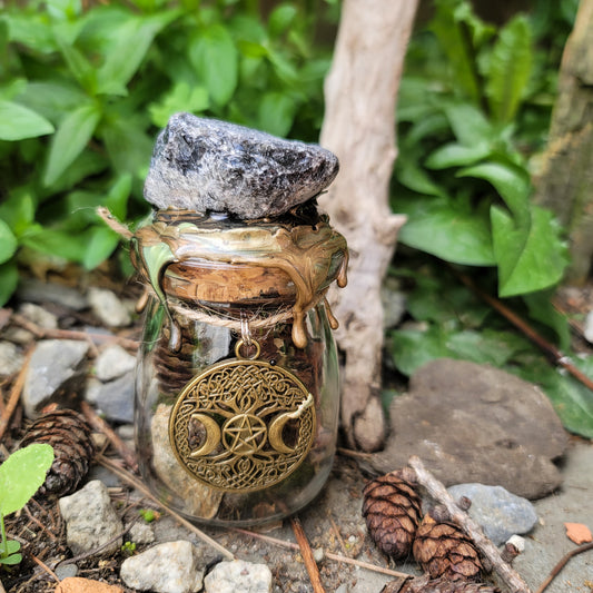 Spell Jar - Woods Witch - Grounding, Earth Element, Nature Spirit, & Strength Witch Bottle