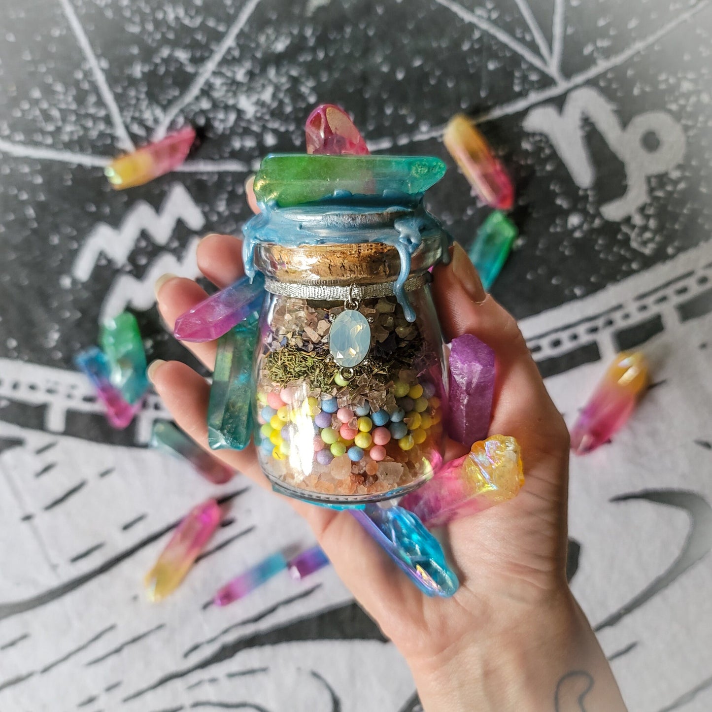 Spell Jar - Unicorn - Power, Potential, & Pride Witch Bottle for Spirit Element