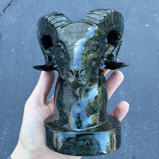 Dark Serpentine Ram Bust