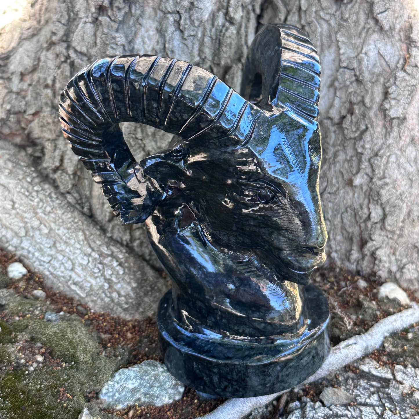 Dark Serpentine Ram Bust