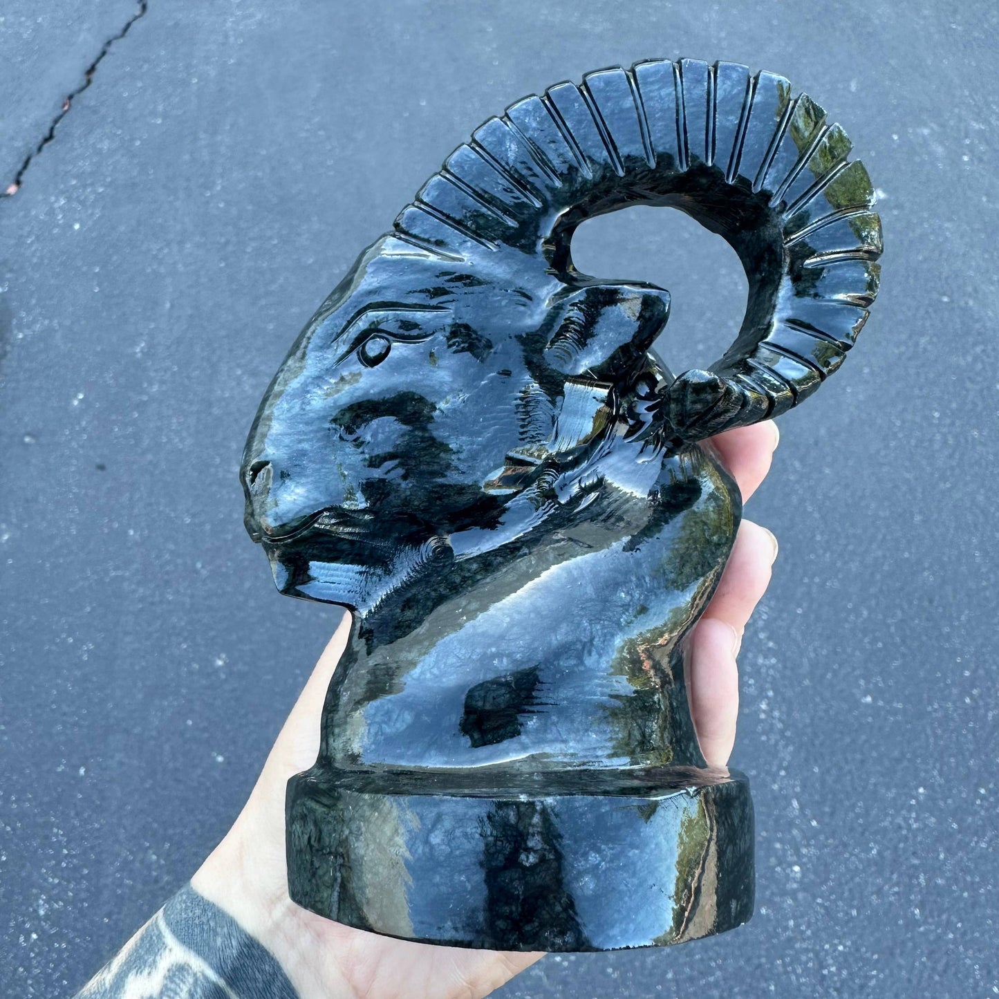 Dark Serpentine Ram Bust
