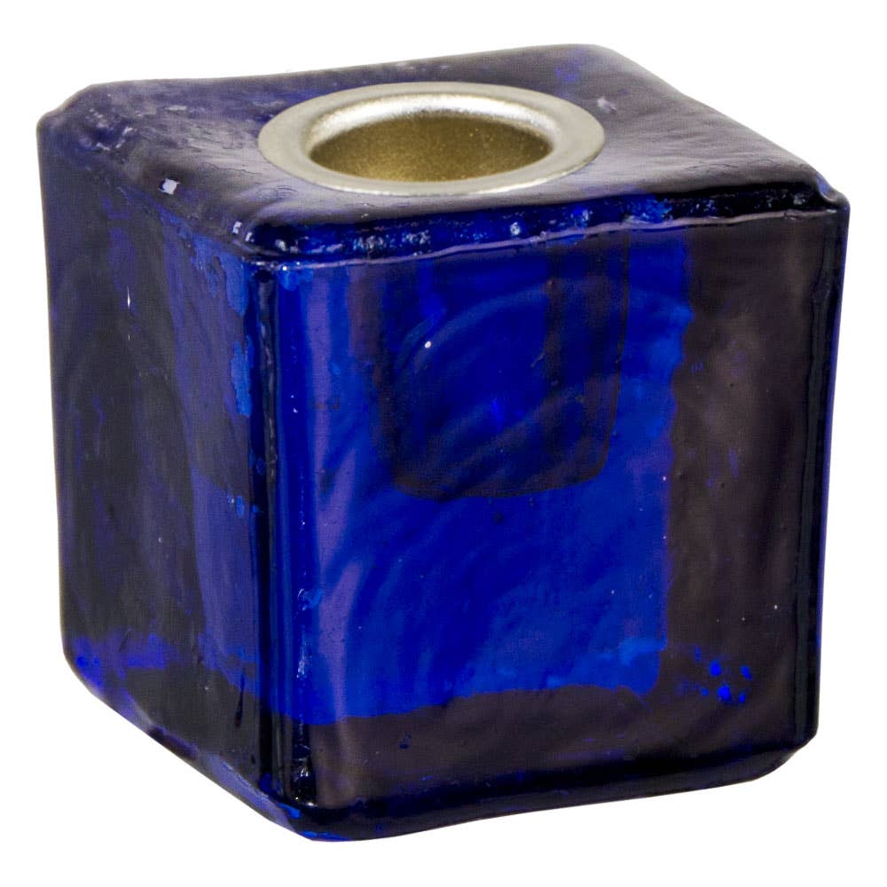 Glass Chime Candle Holder - Cobalt