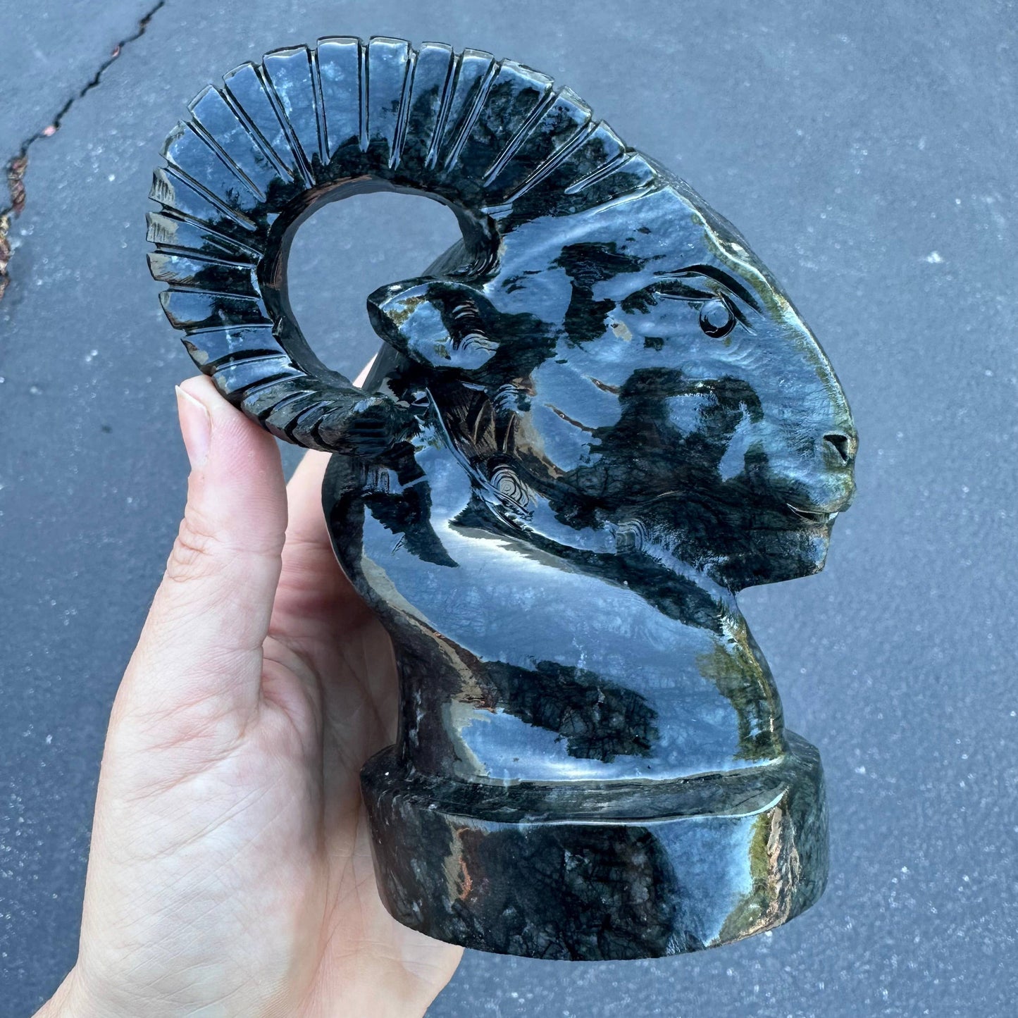 Dark Serpentine Ram Bust