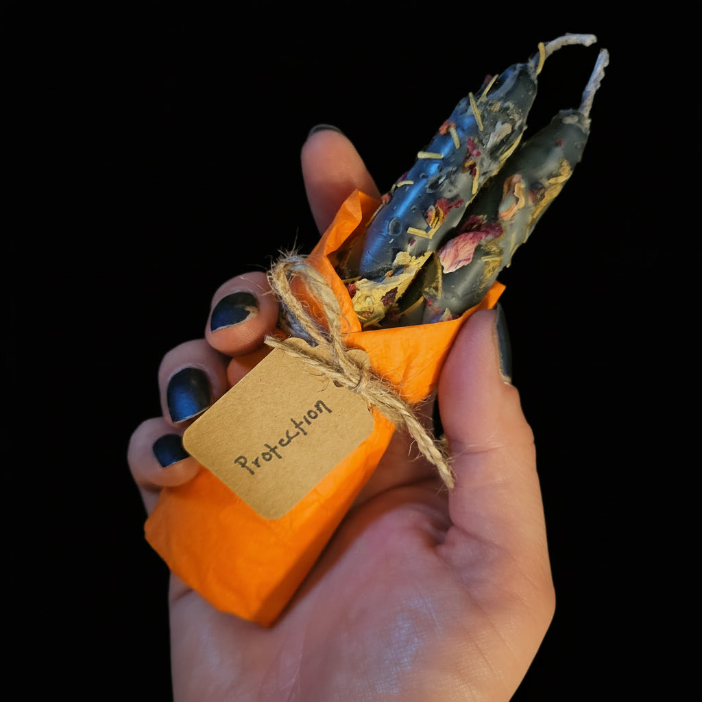 Protection Spell Candle - Banishing, Binding, Shadow Work, Communing with the Dead